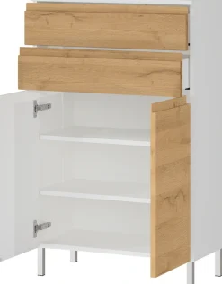 GERMANIA Midischrank »Torrance« mit verstellbaren Einlegeböden und Füßen aus Metall, griffloses Design