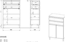 GERMANIA Midischrank »Torrance« mit verstellbaren Einlegeböden und Füßen aus Metall, griffloses Design
