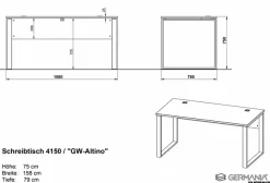 GERMANIA Schreibtisch »Altino« Kufen aus Metall, 2x Kabeldurchlass, Breite 160 cm, Made in Germany