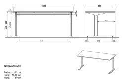 GERMANIA Schreibtisch »GW-Profi 3.0« höhenverstellbar (70- 80 cm), in 2 Breiten, Made in Germany