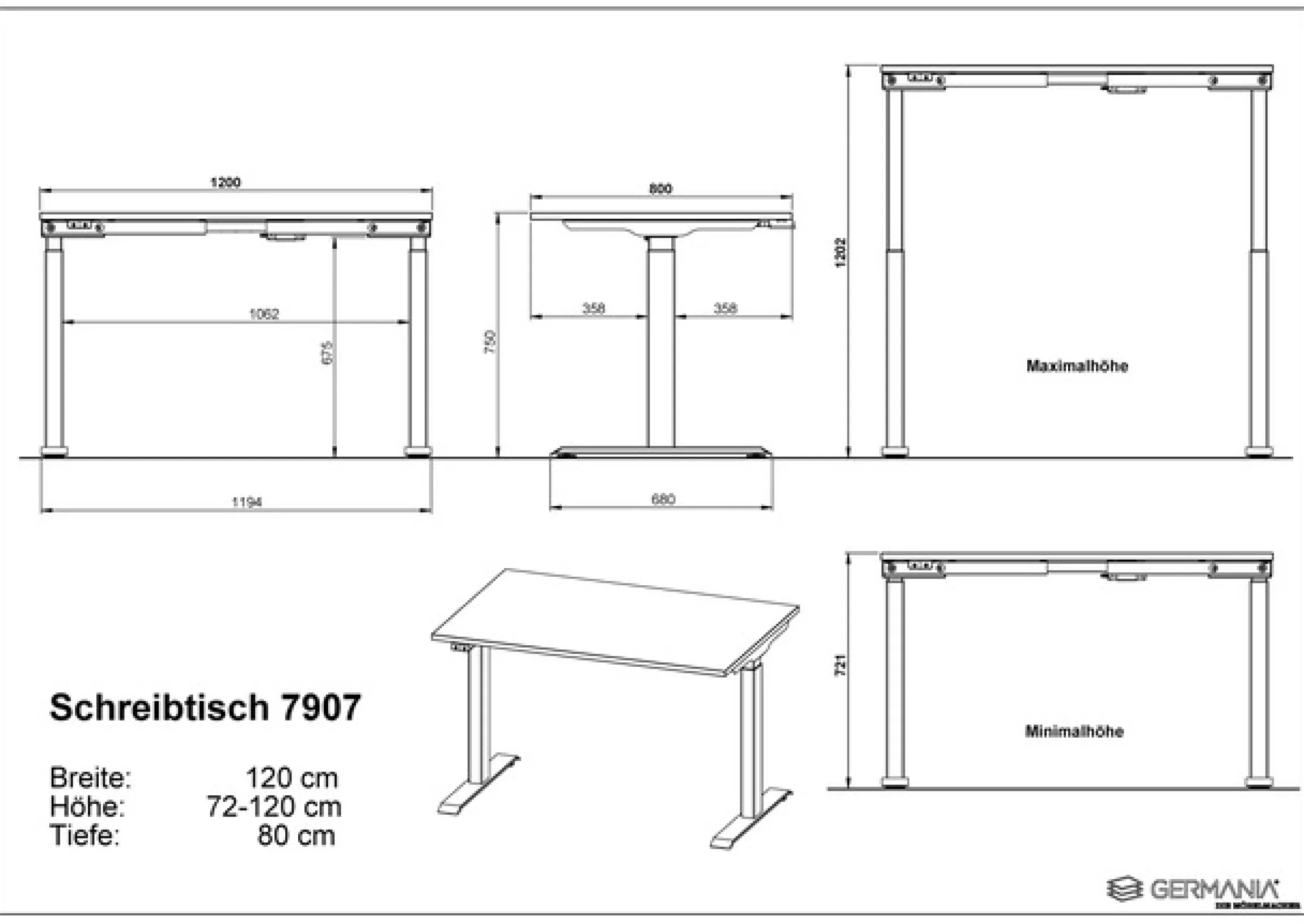 GERMANIA Schreibtisch »Lemont« Elektrisch höhenverstellbarer Schreibtisch