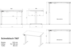 GERMANIA Schreibtisch »Mailand, elektrisch höhenverstellbar« in Breitenvariante 120-180 cm, Made in Germany