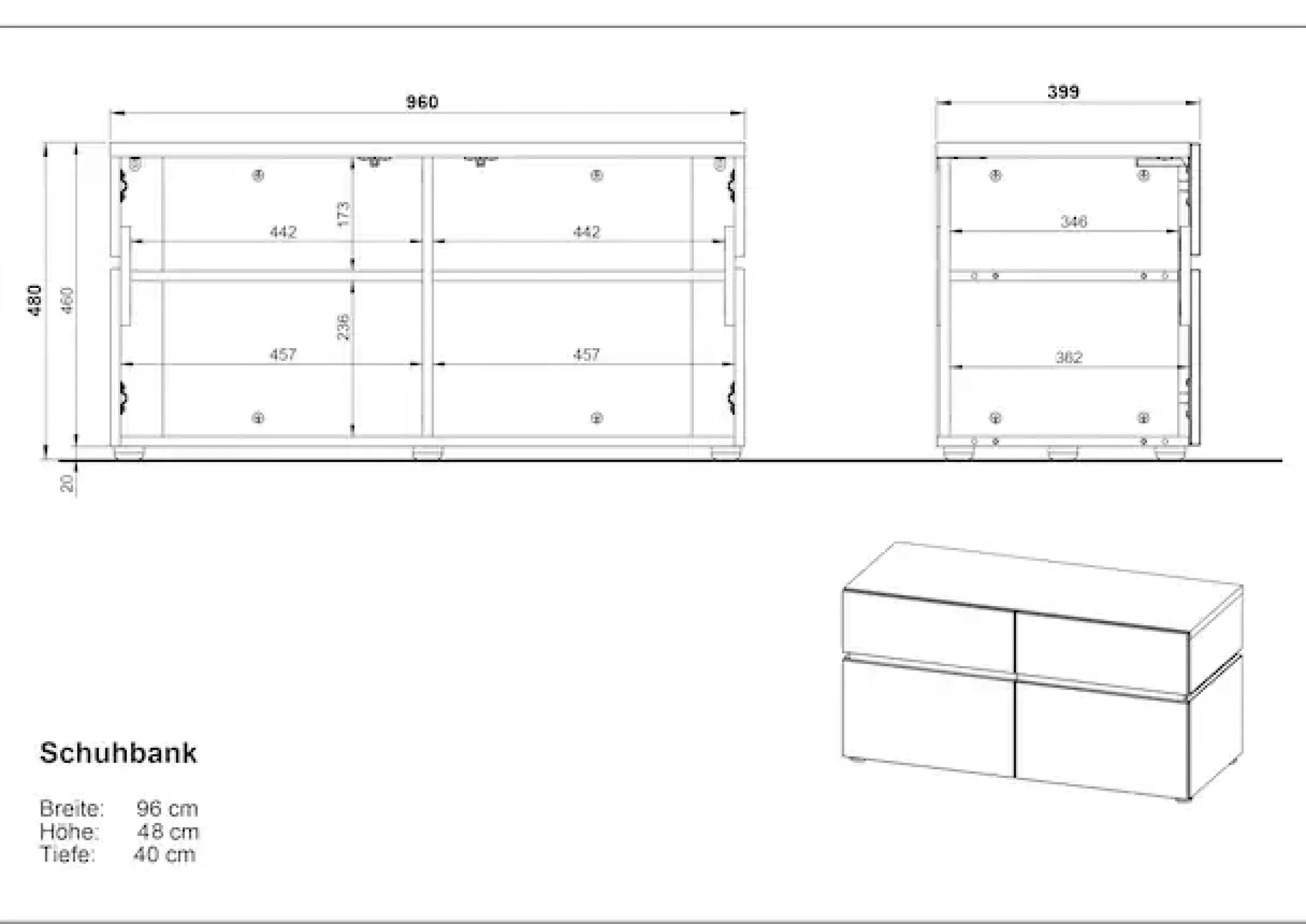 GERMANIA Schuhbank »Arluno« 1 Stk. tlg. 96 x 48 x 40 cm, Push-to-open, Made in Germany