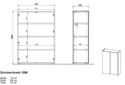 GERMANIA Schuhschrank »Alviano« 1 Stk. tlg. Mehrzweckschr.,verstellb, Böden, griffloses Design, Breite: 74cm