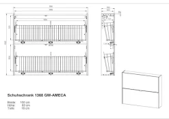 GERMANIA Schuhschrank »Ameca« 1 Stk. tlg. für schmale Flure, Tiefe: 18cm, Soft-close, Breite: 100 oder 140 cm