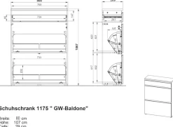 GERMANIA Schuhschrank »Baldone« 1 Stk. tlg. Schuhklapper, mit Schublade, Griffe aus Metall, Tiefe: 29 cm