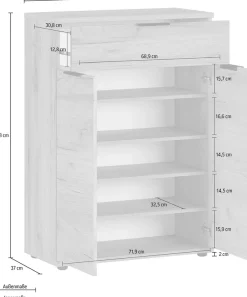 GERMANIA Schuhschrank »Fremont« Breite 75cm, Griffe aus Metall, verstellbare Böden, Made in Germany