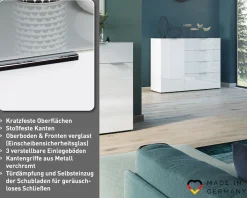 GERMANIA Sideboard »Oakland mit Glasauflage« Breite: 134 oder 184 cm, Soft-close, verstellb. Böden, Made in Germany