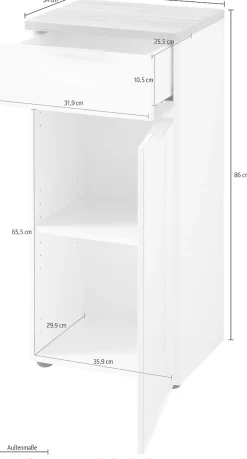 GERMANIA Unterschrank »Pescara« Front mit Glasauflage