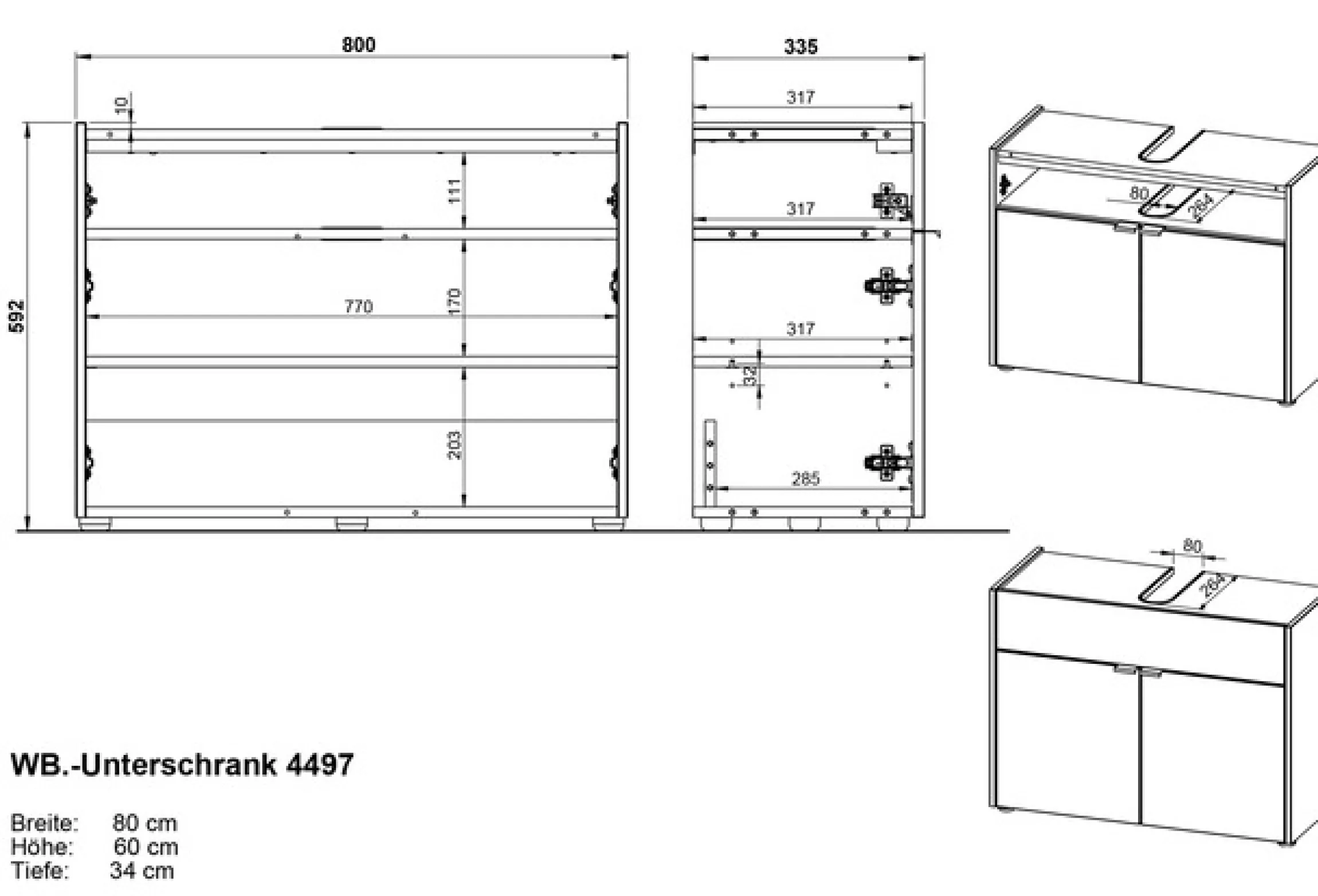 GERMANIA Waschbeckenunterschrank »Ameca« Waschbeckenunterschrank mit einer Klappe und zwei Türen