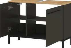 GERMANIA Waschbeckenunterschrank »Yonkers« Hochwertige ABS-Kanten, Griffe & hohe Füße aus Metall, Breite 80 cm