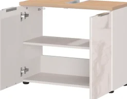 GERMANIA Waschbeckenunterschrank »Tavira« 1 Stk. tlg. Waschbeckenunterschrank mit Glasfronten und Siphonausschnitt