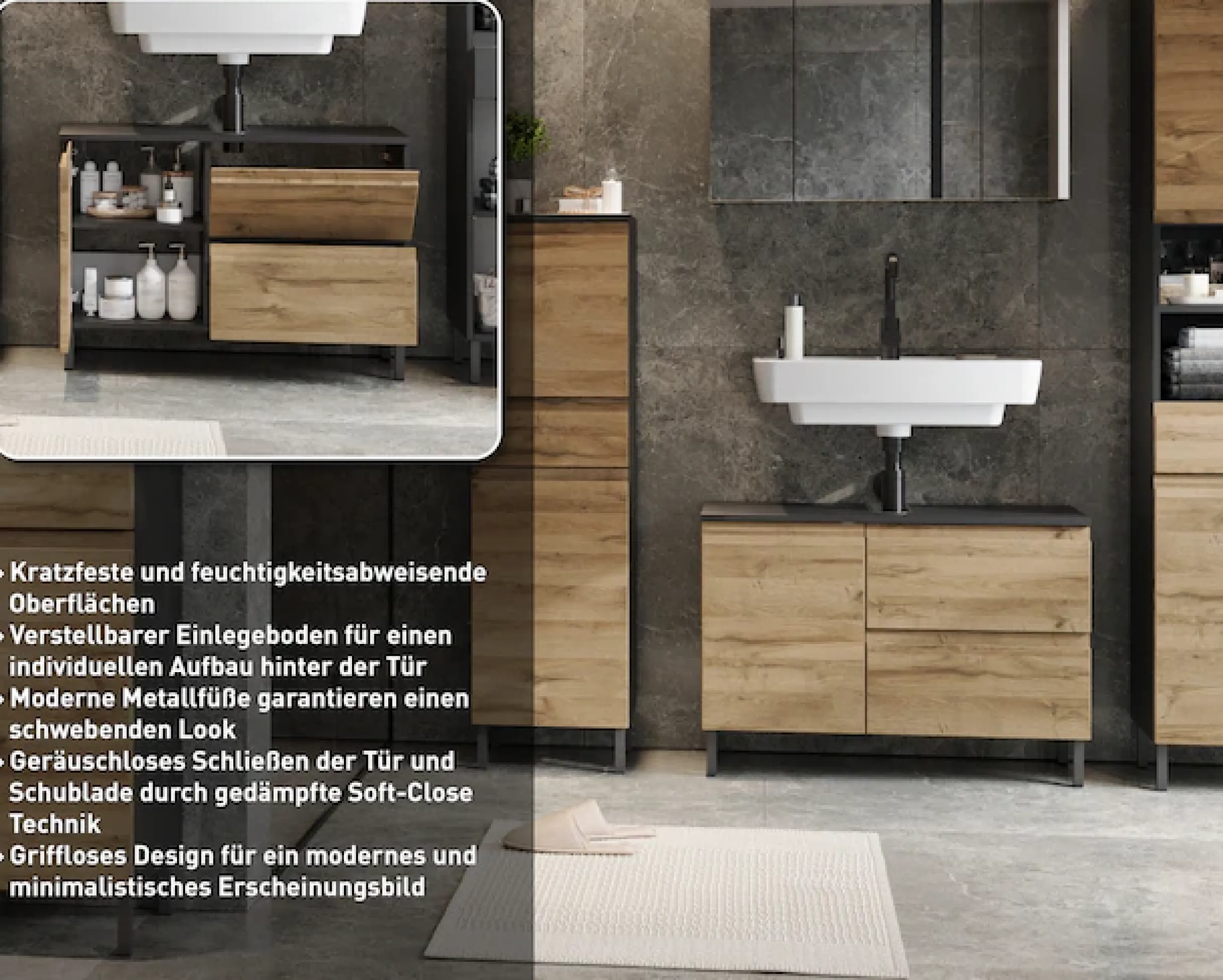 GERMANIA Waschbeckenunterschrank »Scantic« 1 Stk. tlg. mit Siphonausschnitt