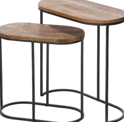 GILDE Beistelltisch »2er Set Beistelltisch oval Camara« 2 Stk. tlg. Wohnzimmer, Ablagetisch, Sofatisch, Beistellmöbel, Interior