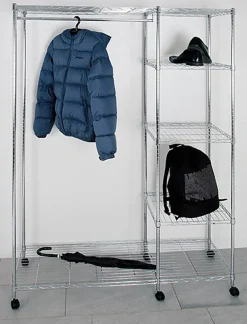HAKU Garderobenständer »Garderobe, Garderobenständer, Kleiderständer auf Rollen, Kleiderwagen« rechteckig - aus Metall Silber - B/T/H 123/45/181 cm