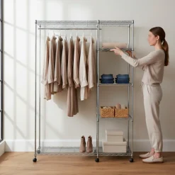 HAKU Garderobenständer »Garderobe, Garderobenständer, Kleiderständer auf Rollen, Kleiderwagen« rechteckig - aus Metall Silber - B/T/H 123/45/181 cm