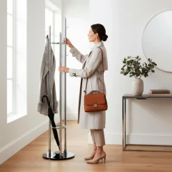 HAKU Garderobenständer »Kleiderständer, Standgarderobe« quadratisch - aus Metall Silber - Ø/H 40/183 cm
