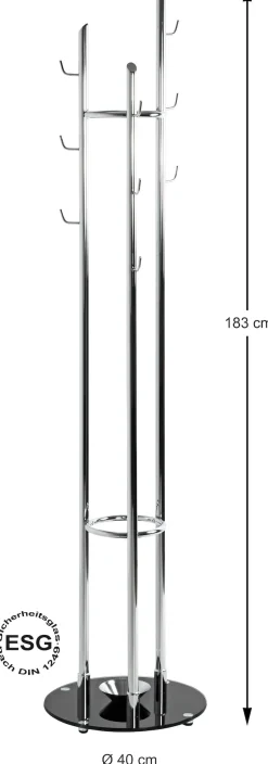 HAKU Garderobenständer »Kleiderständer, Standgarderobe« quadratisch - aus Metall Silber - Ø/H 40/183 cm