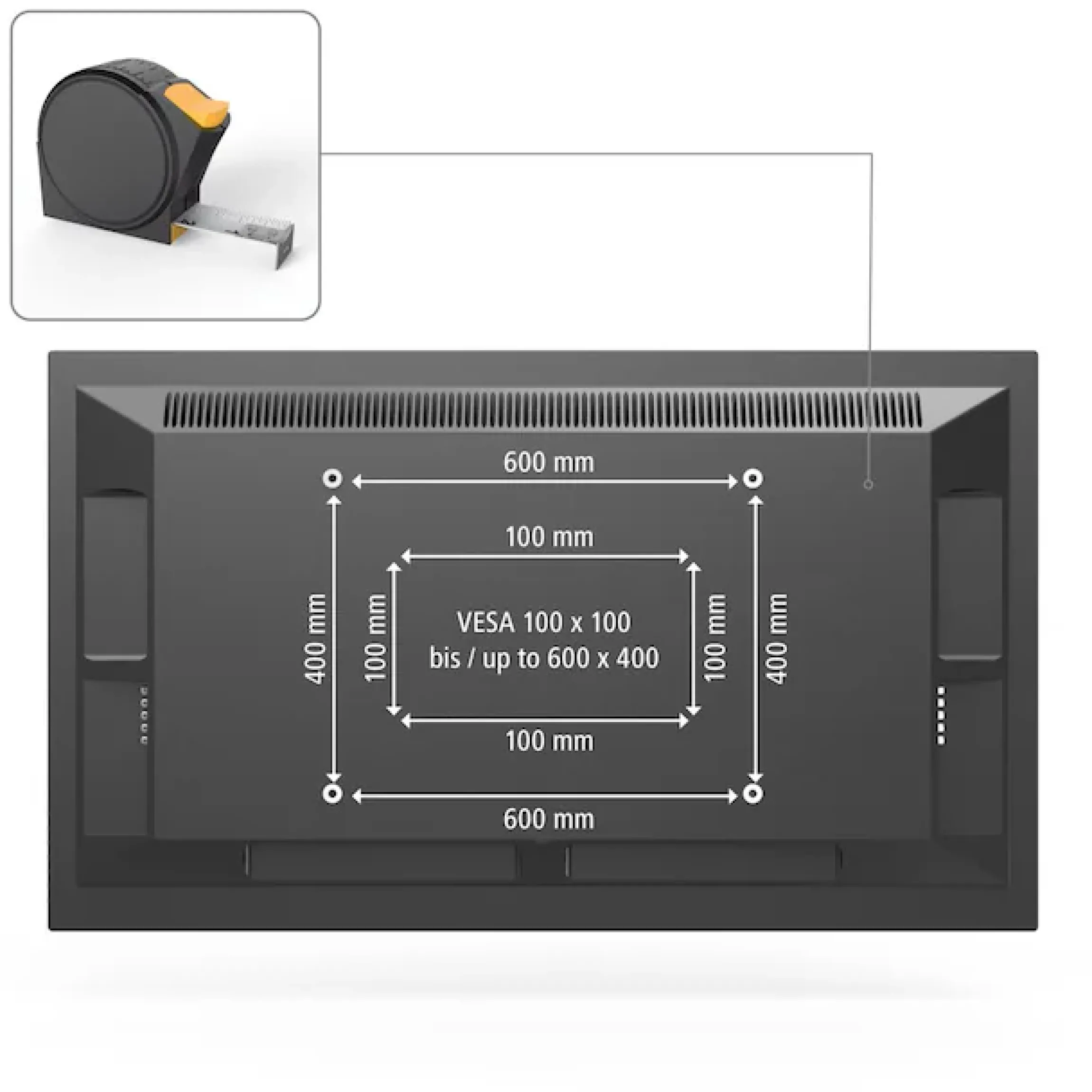 Hama TV-Wandhalterung »bis 50kg,starr,Diebstahlschutz,94-229cm (37"-90"),43",50",55",65",75"« bis 229 cm Zoll