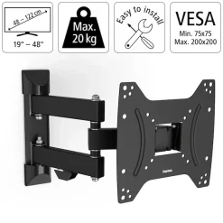 Hama TV-Wandhalterung »Halterung, schwenkbar, neigbar, ausziehbar von 48 - 122 (19" - 48")« bis 122 cm Zoll max. 20 kg