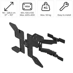 Hama TV-Wandhalterung »OLED, schwenkbar, vollbeweglich, 37-90“, 43", 50", 55", 65", 75"« bis 228,6 cm Zoll