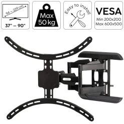 Hama TV-Wandhalterung »schwenkbar, vollbeweglich, 94 - 229cm (37" - 90"), 43",50",55",65",75"« bis 228,6 cm Zoll