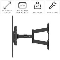 Hama TV-Wandhalterung »schwenkbar, vollbeweglich, 94-304,8cm(37"-120" ), 43", 50",55",65",75"« bis 305 cm Zoll
