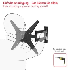 Hama TV-Wandhalterung »schwenkbar, vollbeweglich, 81 - 165 cm (32"- 65"), 43",50",55"« bis 165 cm Zoll
