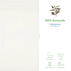HAMMETEX Duschtuch »2er Set Badetücher 70x140 cm, 100% Baumwolle, Weich & Saugstark« mit Bordüre, einfarbig, weich