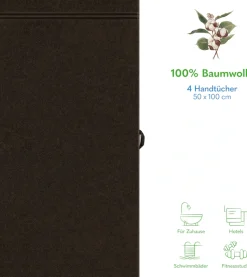 HAMMETEX Handtuch Set »4er Set Handtücher 50x100 cm, 100% Baumwolle, Weich & Saugstark« mit Bordüre, einfarbig, weich