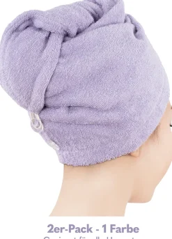 HAMMETEX Turban-Handtuch »2er Set Haarturban Damen, 100% Baumwolle, Flauschig & Schnelltrocknend« Uni-Farben, weich