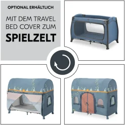 Hauck Baby-Reisebett »Play N Relax Center, dark blue« inkl. Neugeboreneneinhang, Wickelmulde, Ausstieg, Räder