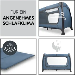 Hauck Baby-Reisebett »Play N Relax Center, dark blue« inkl. Neugeboreneneinhang, Wickelmulde, Ausstieg, Räder