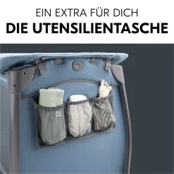 Hauck Baby-Reisebett »Play N Relax Center, dark blue« inkl. Neugeboreneneinhang, Wickelmulde, Ausstieg, Räder