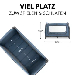 Hauck Baby-Reisebett »Play N Relax Center, dark blue« inkl. Neugeboreneneinhang, Wickelmulde, Ausstieg, Räder