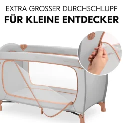 Hauck Baby-Reisebett »Sleep N Play Go Plus, Dusty Cork« mit integrierten Rädern; Vorderausstieg