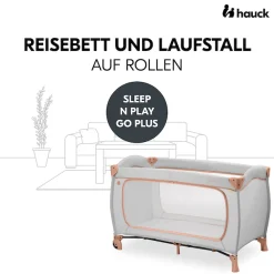 Hauck Baby-Reisebett »Sleep N Play Go Plus, Dusty Cork« mit integrierten Rädern; Vorderausstieg