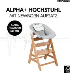 Hauck Hochstuhl »Alpha Newborn Pre, Nature Grey« () mit Newborn Aufsatz