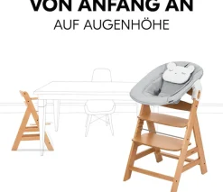Hauck Hochstuhl »Alpha Newborn Pre, Nature Grey« () mit Newborn Aufsatz