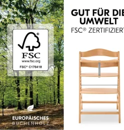 Hauck Hochstuhl »Alpha Newborn Pre, Nature Grey« () mit Newborn Aufsatz