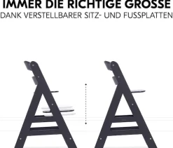 Hauck Hochstuhl »Alpha Newborn Set Plus, Dark Grey« () mit Newborn Aufsatz