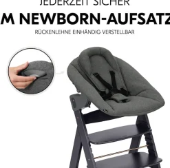Hauck Hochstuhl »Alpha Newborn Set Plus, Dark Grey« () mit Newborn Aufsatz