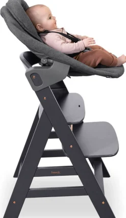 Hauck Hochstuhl »Alpha Newborn Set Plus, Dark Grey« () mit Newborn Aufsatz