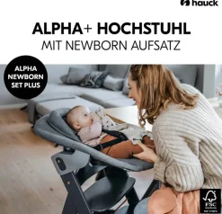 Hauck Hochstuhl »Alpha Newborn Set Plus, Dark Grey« () mit Newborn Aufsatz