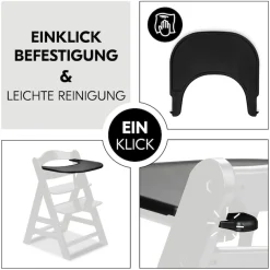 Hauck Hochstuhltablett »Alpha Click Tray, Black« aus recyceltem Material