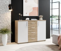HBZ Kommode »BC-Drift-2, Sideboard Stellmaß 120x84x35 cm« 1 Stk. tlg. Sideboard mit 2 Türen, 4 Schubkästen, 2 Einlegeböden