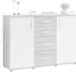HBZ Kommode »BC-Drift-2, Sideboard Stellmaß 120x84x35 cm« 1 Stk. tlg. Sideboard mit 2 Türen, 4 Schubkästen, 2 Einlegeböden