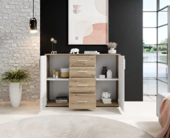 HBZ Kommode »BC-Drift-2, Sideboard Stellmaß 120x84x35 cm« 1 Stk. tlg. Sideboard mit 2 Türen, 4 Schubkästen, 2 Einlegeböden