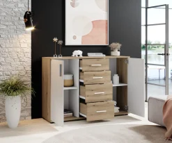 HBZ Kommode »BC-Drift-2, Sideboard Stellmaß 120x84x35 cm« 1 Stk. tlg. Sideboard mit 2 Türen, 4 Schubkästen, 2 Einlegeböden