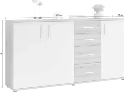 HBZ Kommode »BC-Drift-2, Sideboard Stellmaß BxHxT 160x84x35 cm« 1 Stk. tlg. Sideboard mit 3 Türen und 4 Schubkästen, 2 Einlegeböden